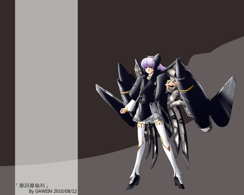 2010 armor artist_name dated gawein mecha_musume original purple_hair signature solo sr-71_blackbird