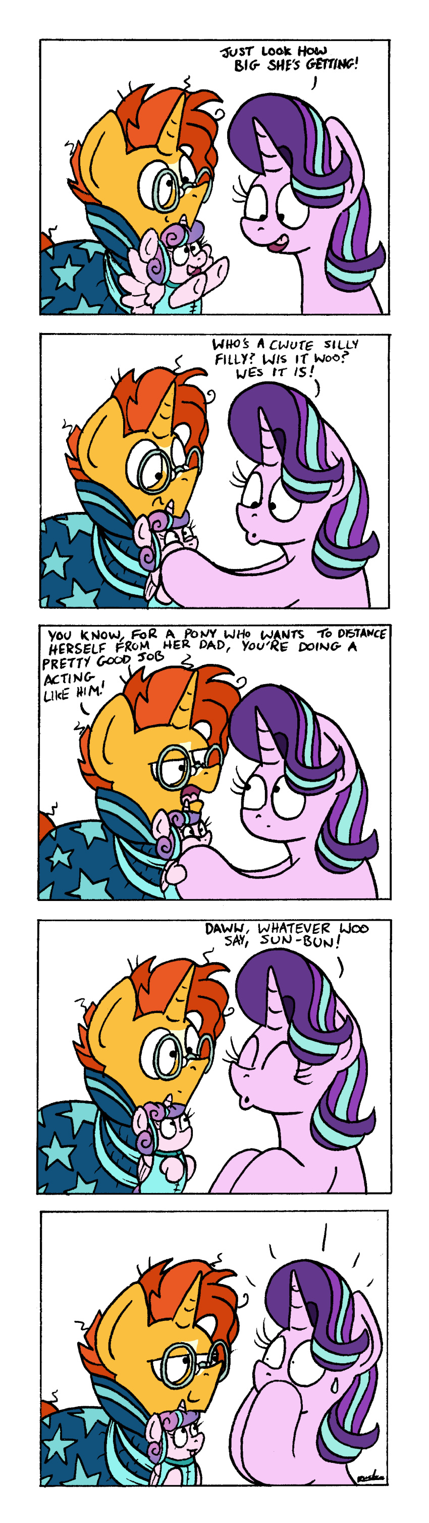 2018 bobthedalek dialogue english_text equine eyewear female flurry_heart_(mlp) friendship_is_magic glasses group hair hi_res horn male mammal multicolored_hair my_little_pony simple_background starlight_glimmer_(mlp) sunburst_(mlp) text unicorn