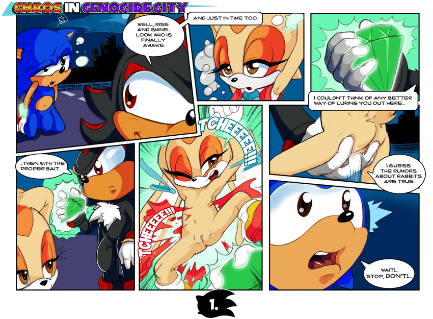 2016 anthro comic cream_the_rabbit english_text female flaccid group hedgehog lagomorph male mammal neokat nude penis pussy rabbit shadow_the_hedgehog sonic_(series) sonic_the_hedgehog text uncut