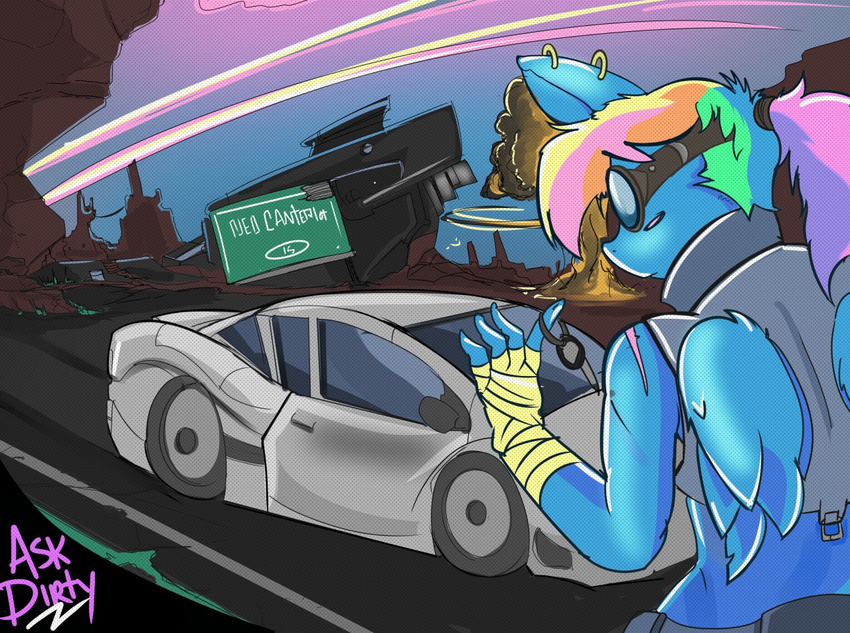 askdirty car dirtyscoundrel dystopia friendship_is_magic invalid_tag my_little_pony pinup pose rainbow_dash_(mlp) rainbowdash vehicle