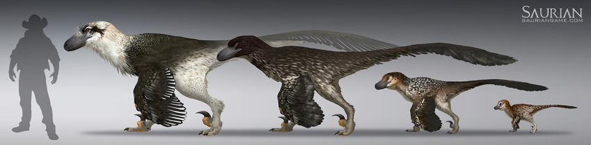 age_difference dakotaraptor dinosaur feathers fluffy human male mammal raptor saurian_(copyright) size_difference theropod young