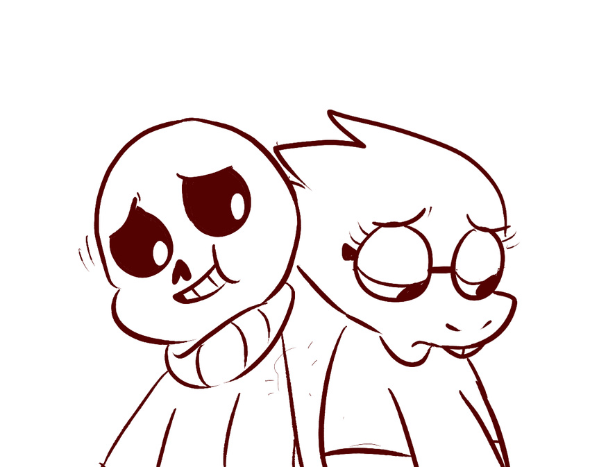 alphys animated_skeleton bone clothing dinosaur eyewear glasses happy motion mudkipful reptile sad sans_(undertale) scalie skeleton snout sweater undead undertale video_games