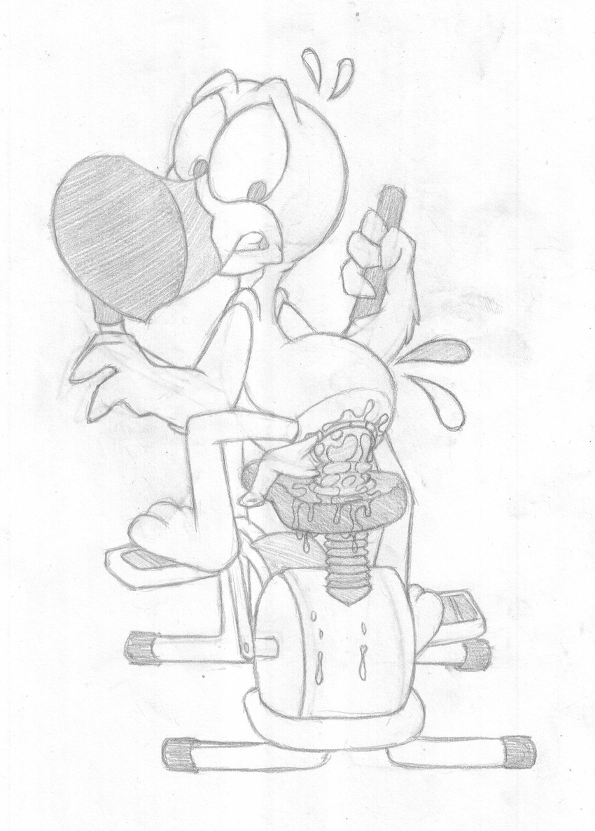 ambiguous_fluids animal_genitalia anthro avian beak bird cloaca cloacal_penetration cub dildo dildo_sitting erection exercise exercise_bike froot_loops fucking_machine looking_back machine male mascot mizzyam monochrome pencil_(artwork) penetration penis rear_view sex_toy sitting solo tapering_penis toucan toucan_sam's_nephews traditional_media_(artwork) wince winged_arms wings young