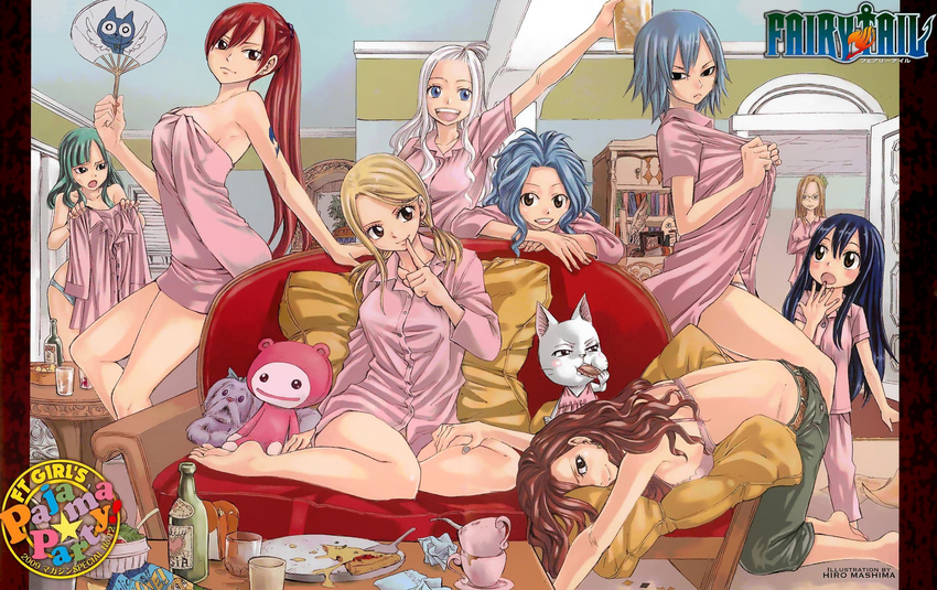 9girls bisca_moulin bra cana_alberona cat charle erza_scarlet evergreen fairy_tail juvia_loxar levy_mcgarden lucy_heartfilia mashima_hiro