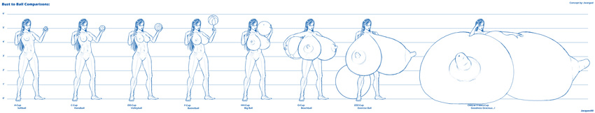 ball basketball beach_ball big_breasts breasts eyewear female glasses hi_res huge_breasts human hyper hyper_breasts jacques00 mammal measuring monochrome nipples not_furry nude pussy simple_background size_chart soccer_ball sport volleyball white_background
