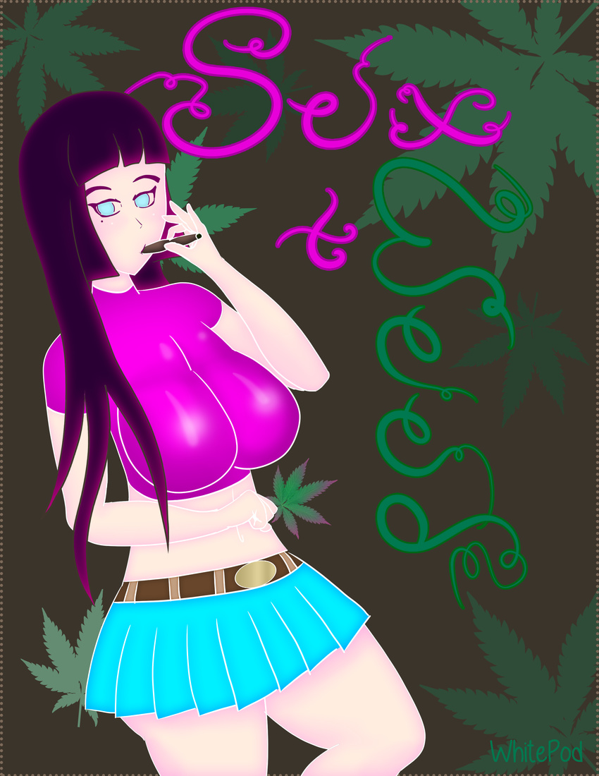 big_ass black_hair blue_eyes breasts himecut huge_ass huge_breasts huge_tits marijuana smoke whitepod