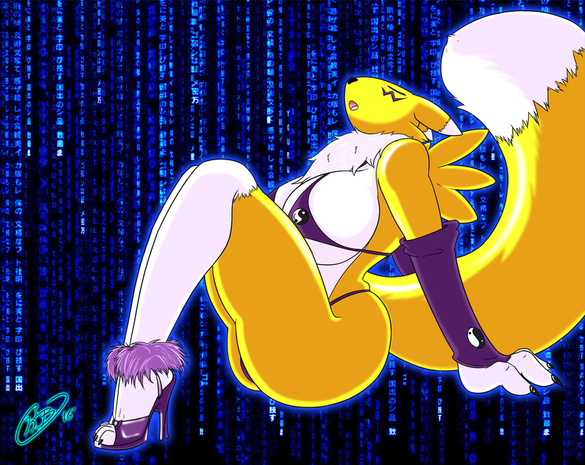 anthro big_breasts bikini breasts clothing digimon female huge_breasts krocialblack renamon solo swimsuit