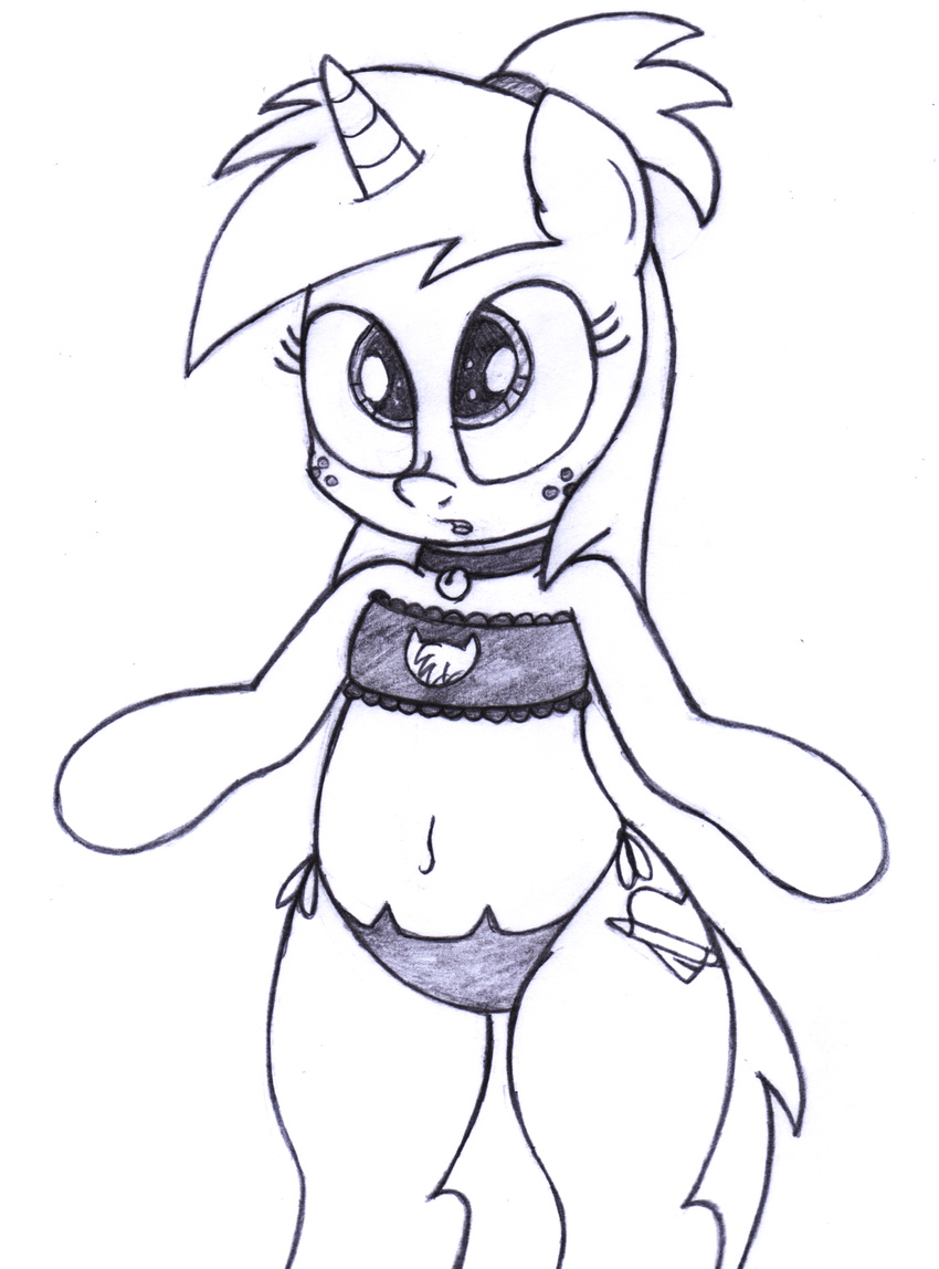 an-tonio clothed clothing equine fan_character female horn mammal my_little_pony navel semi-anthro silver_draw simple_background sketch solo unicorn white_background