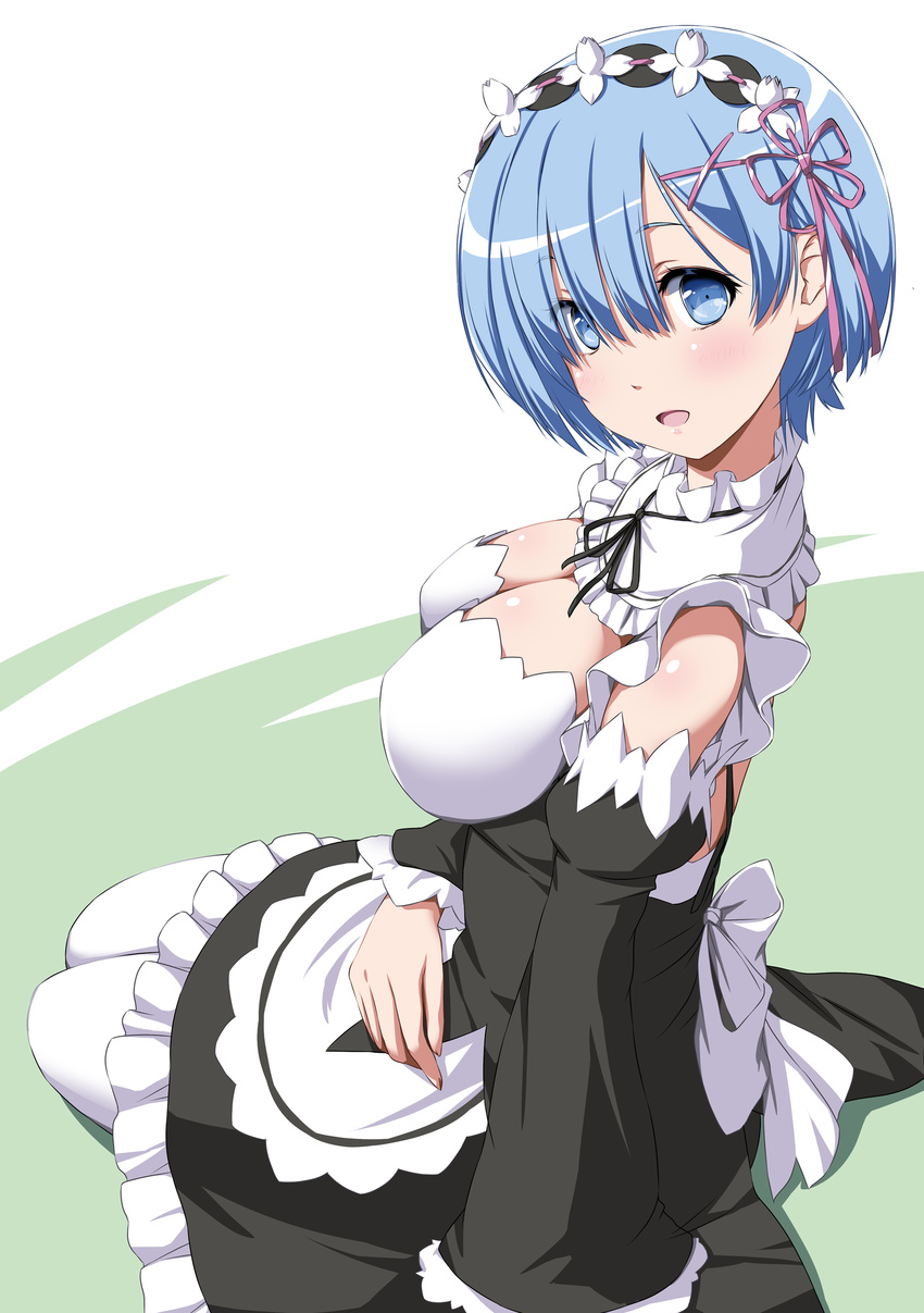 cleavage maid nori_tamago re_zero_kara_hajimeru_isekai_seikatsu rem_(re_zero)