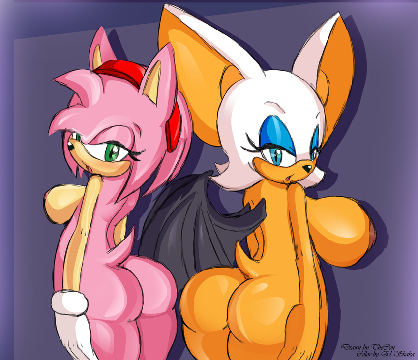 amy_rose el_shaka el_shaka_(artist) rouge_the_bat sonic_(series) thecon