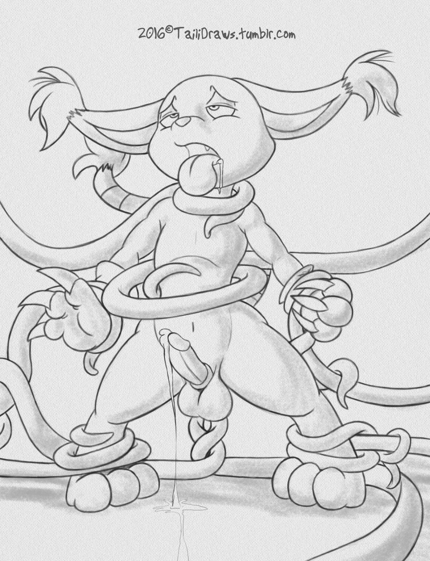 ahegao anal anal_penetration animal_genitalia anthro balls clothing digimon double_anal dripping drooling erection feline forced front_view gatomon gloves greyscale half-closed_eyes male mammal monochrome mostly_nude mrpandragon navel penetration penis precum restrained saliva sheath solo spread_legs spreading standing tongue tongue_out url