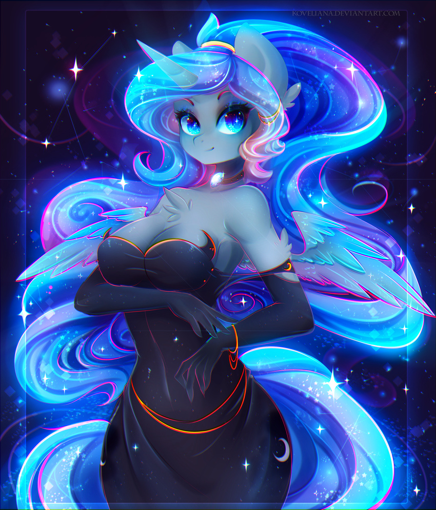 anthro anthrofied breasts equine female friendship_is_magic horn jewelry koveliana mammal moon my_little_pony necklace night princess_luna_(mlp) shiny solo star tagme unicorn winged_unicorn wings