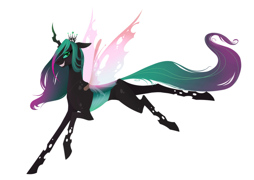 2016 alpha_channel badday28 changeling fangs female friendship_is_magic holes horn my_little_pony queen_chrysalis_(mlp) simple_background solo transparent_background wings