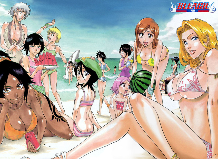 arisawa_tatsuki beach bleach hinamori_momo inoue_orihime ise_nanao kotetsu_isane kotetsu_kiyone kuchiki_rukia kurotsuchi_nemu kusajishi_yachiru matsumoto_rangiku sarugaki_hiyori shiba_kuukaku shihouin_yoruichi soifon unohana_retsu