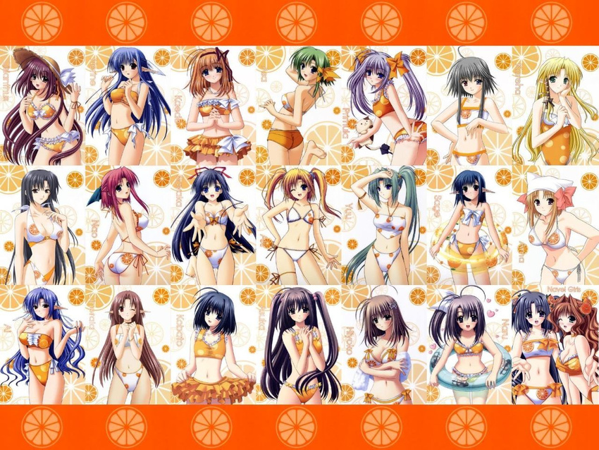 ai_(tick!_tack!) aqua_hair ass bandeau bikini black_hair blonde_hair blue_hair breasts brown_hair cat cineraria citrus_(ne~pon?_x_rai_pon!) cleavage company_connection creator_connection crossover everyone flat_chest food food_themed_clothes fruit fuyou_kaede green_hair grey_hair half_updo haneda_kobato hat innertube kareha large_breasts lisianthus long_hair mayumi_thyme medium_breasts mineola_(ne~pon?_x_rai_pon!) morisaki_nao multiple_girls nagase_sayaka navel_(company) nerine ne~pon?_x_rai_pon! nishimata_aoi nitta_aki official_art ootori_naru orange orange_hair orange_slice oretachi_ni_tsubasa_wa_nai pink_hair pointy_ears primula sage_(tick!_tack!) shigure_ama shigure_asa short_hair shuffle! side-tie_bikini side_ponytail silver_hair small_breasts soul_link strapless straw_hat stuffed_animal stuffed_toy suzuhira_hiro swimsuit tamaizumi_hiyoko tick!_tack! tubetop twintails very_long_hair wallpaper watarai_asuka yuu_yamanami