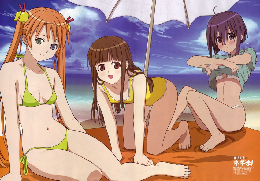 bicolored_eyes kagurazaka_asuna konoe_konoka mahou_sensei_negima miyazaki_nodoka swimsuit