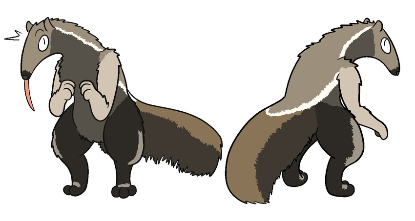 2016 aliasing anteater anthro digital_media_(artwork) fur looking_at_viewer male mammal model_sheet nude simple_background solo tongue tongue_out trout_(artist)