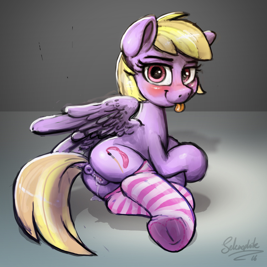 2016 anatomically_correct anatomically_correct_pussy animal_genitalia animal_pussy anus blush butt dock equine equine_pussy fan_character female feral hair hi_res hooves mammal my_little_pony pegasus pussy selenophile solo wings