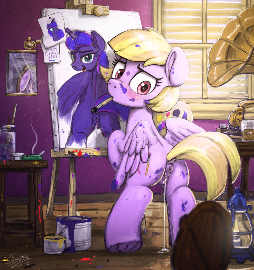 2016 absurd_res anatomically_correct anatomically_correct_pussy animal_genitalia animal_pussy anus blush butt dock equine equine_pussy fan_character female feral friendship_is_magic hair hi_res hooves horn mammal my_little_pony pegasus pussy selenophile solo winged_unicorn wings