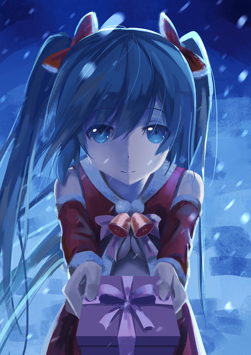 christmas dress hatsune_miku no_bra tianya_beiming underboob vocaloid