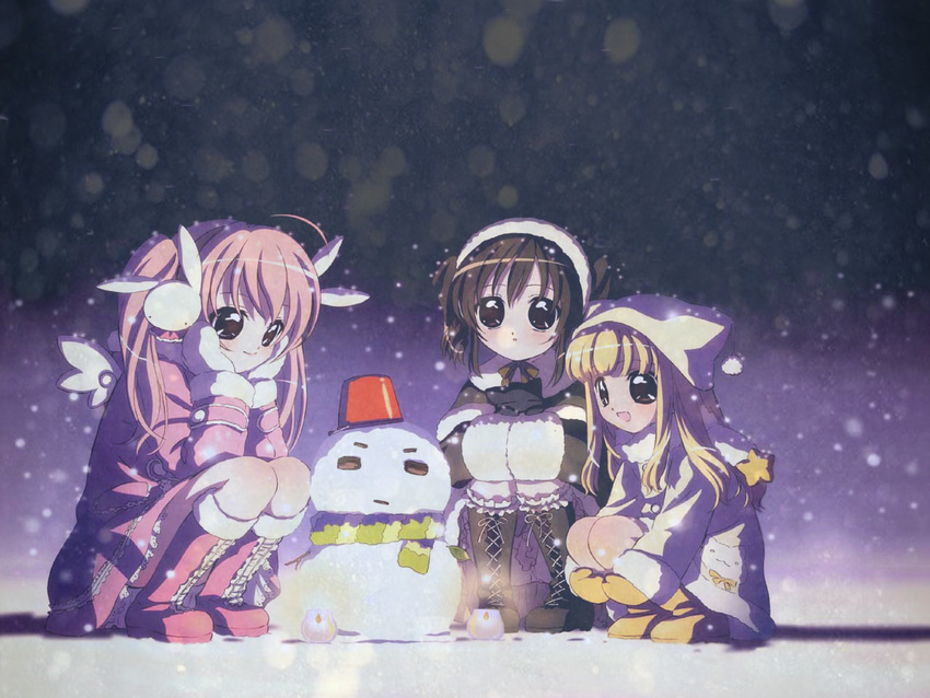 koboshi koboshi_uematsu misha pita_ten shia snow snowman winter