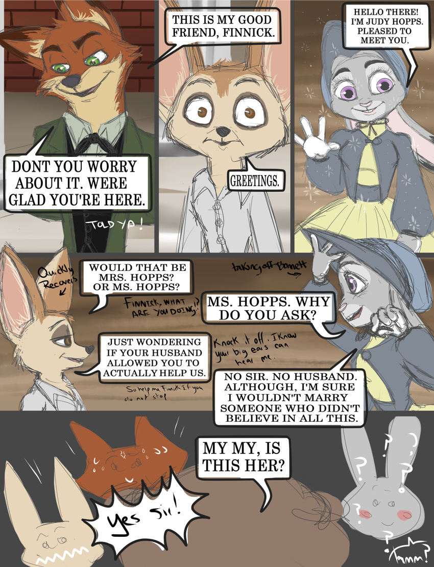 alternate_universe anthro canine clothed clothing comic digital_media_(artwork) disney fox hi_res judy_hopps lagomorph mammal nick_wilde progressoftomorrow rabbit text zootopia