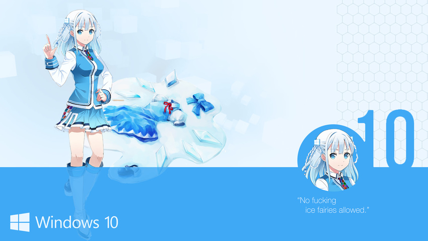 cirno crossover info madobe_tooko madobe_touko microsoft os-tan personification tagme touhou white_hair white_shirt windows_10