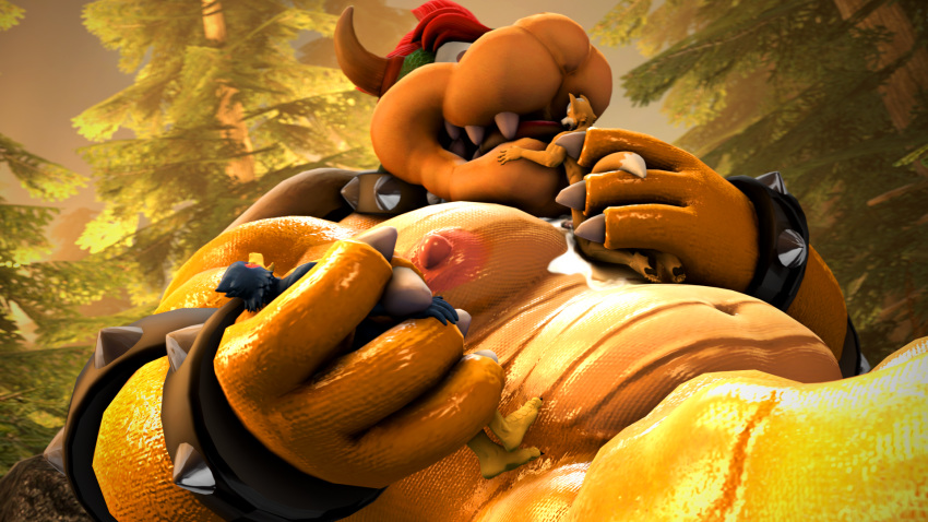 16:9 3d_(artwork) anthro anthrofied avian belly big_belly bowser canine claws crossover cum cum_on_chest digital_media_(artwork) domination falco_lombardi feet forest fox fox_mccloud fox_whisper85 hair horn kissing larger_male licking macro male male/male male_domination mammal mario_bros micro muscular muscular_male nintendo nipples orgasm paws pecjob penis red_hair scalie sex size_difference size_play smaller_male source_filmmaker star_fox teeth tongue tongue_out tree video_games
