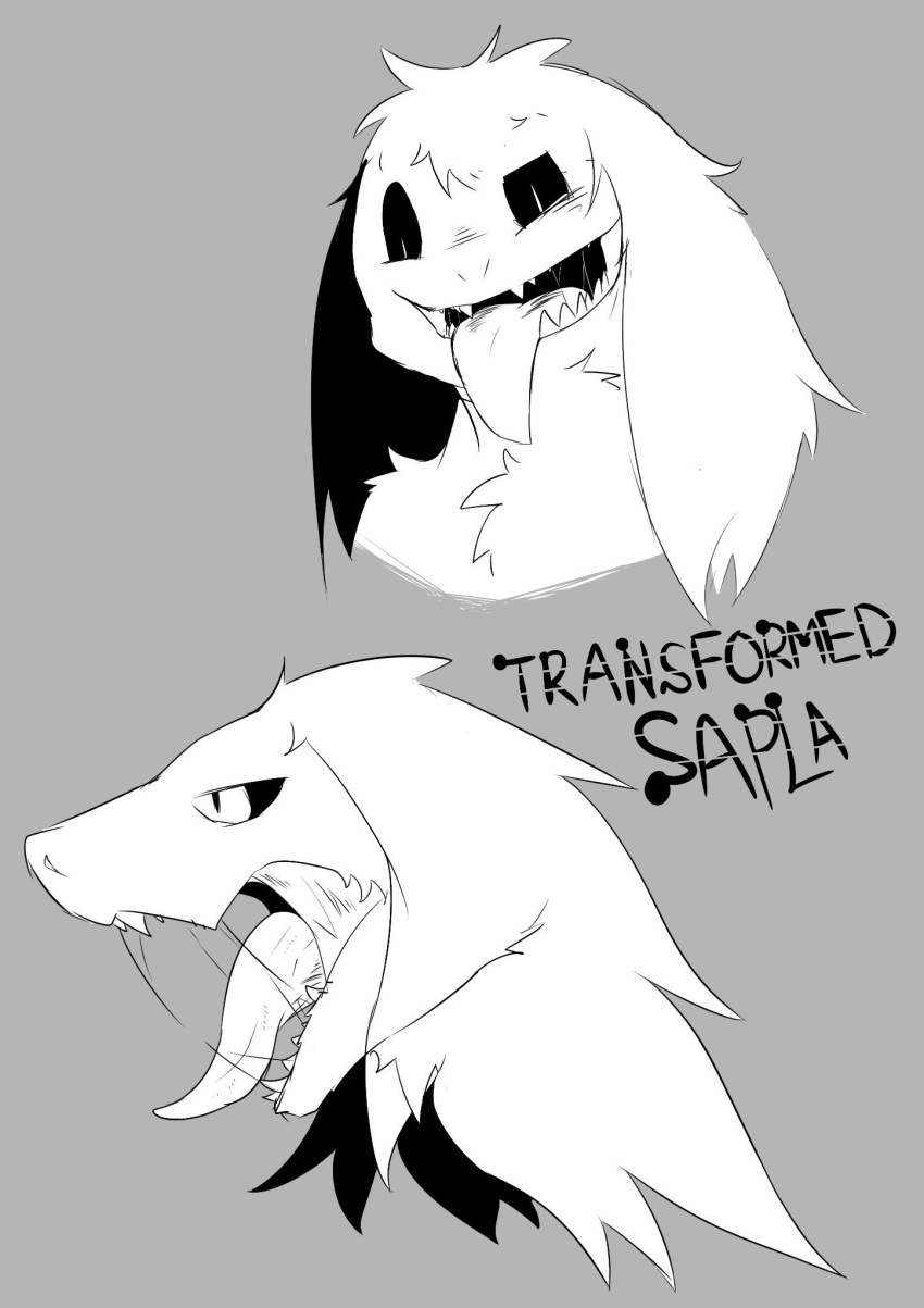 black_sclera fur hybrid_sapla_(character) long_fur misoden_(artist) saliva saliva_string sapla_(character) sapla_dragon_(character) slit_pupils smile tongue tongue_out unknown_species