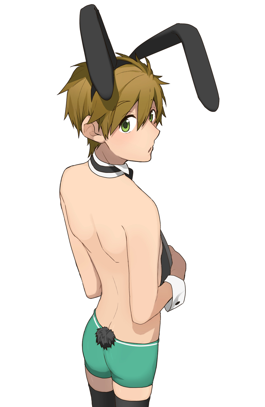 animal_ears bunny_boy bunny_ears free! high_speed! ku_(pixiv_19193156) male swimsuits tachibana_makoto thighhighs