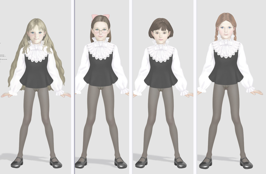 4girls aurore dressed inge michelle michito_sorataka patricia shoes uniforms