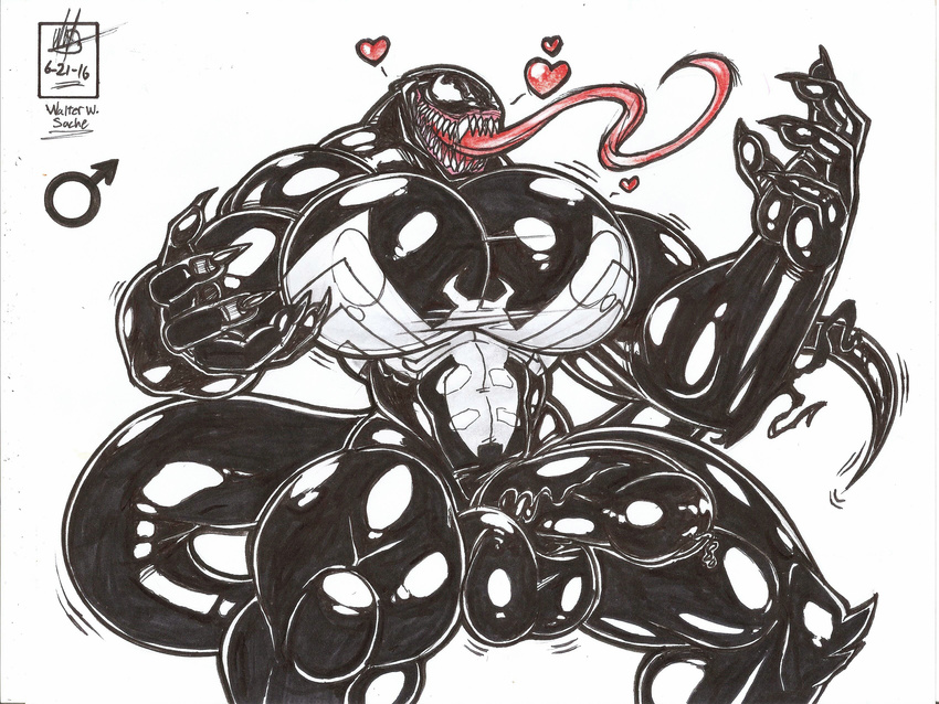 &lt;3 2016 alien athletic balls big_balls big_breasts big_penis breasts erect_nipples goo humanoid long_tounge male marvel muscular nipples penis scetch sharp_teeth spider-man_(series) symbiote teeth tongue venom walter_sache