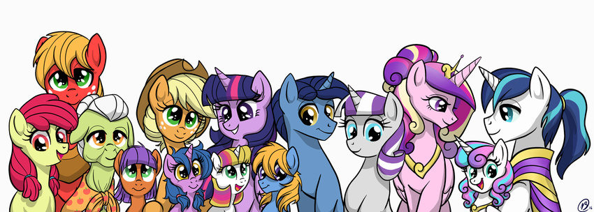 apple_bloom_(mlp) applejack_(mlp) big_macintosh_(mlp) blonde_hair cub earth_pony equine feathered_wings feathers female feral flurry_heart_(mlp) friendship_is_magic granny_smith_(mlp) green_eyes group hair hat horn horse male mammal mother multicolored_hair my_little_pony night_light_(mlp) parent pony princess_cadance_(mlp) purple_eyes shining_armor_(mlp) sweetsismagic_(artist) twilight_sparkle_(mlp) twilight_velvet_(mlp) two_tone_hair unicorn winged_unicorn wings young