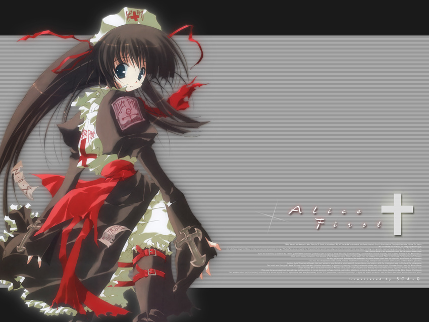 asagiri_kazusa long_sleeves maid moekan nurse sca-ji solo thighhighs wallpaper