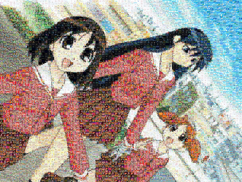 azumanga_daioh kasuga_ayumu mihama_chiyo photomosaic sakaki