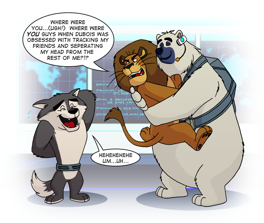 agent_classified alex_the_lion bear corporal_the_polar_bear dreamworks feline gepredators humor lion madagascar male mammal north_wind polar_bear the_penguins_of_madagascar