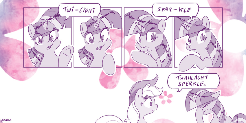 accent applejack_(mlp) comic dialogue dilarus english_text equine female friendship_is_magic hi_res horn horse mammal my_little_pony pony text twilight_sparkle_(mlp) winged_unicorn wings