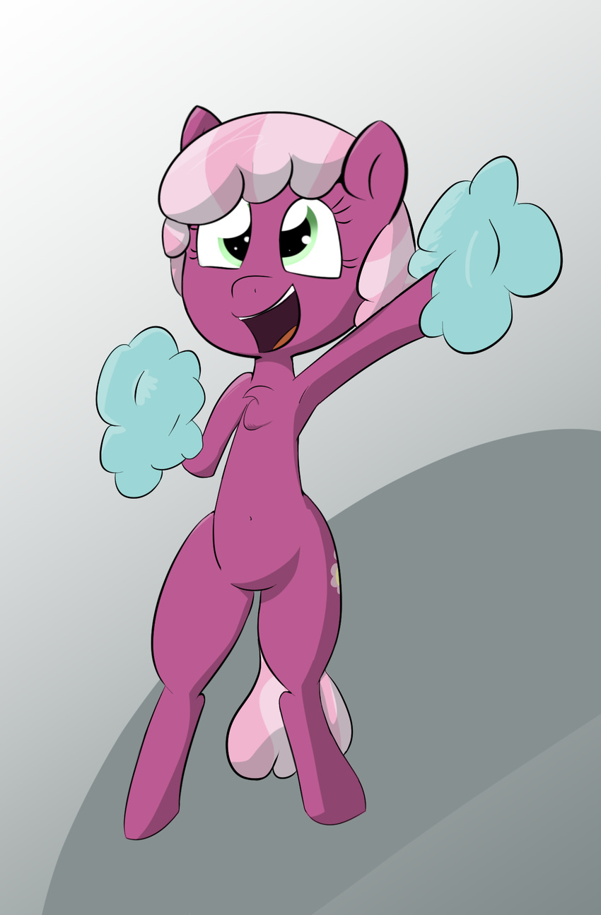 2016 armpits cheerilee_(mlp) cheering cheerleader chest_tuft cutie_mark earth_pony equine female feral friendship_is_magic gradient_background green_eyes grey_background hair hi_res horse looking_up mammal multicolored_hair my_little_pony navel open_mouth pink_hair pom_poms pony simple_background smile solo standing tuft two_tone_hair wenni white_background