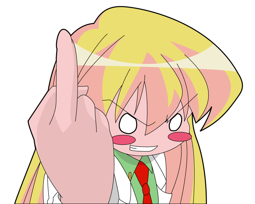 blush finger flipping_off fuck_you pani_poni_dash rebecca_miyamoto white