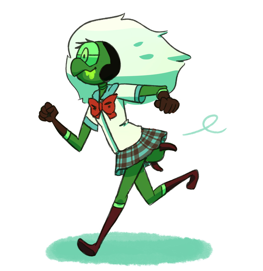 1_eye alien androsuit beak cartoon_network centipeetle clothing drooling female gem_(species) hair humanoid monstrous_humanoid running sailor_fuku saliva school_uniform solo steven_universe uniform white_hair