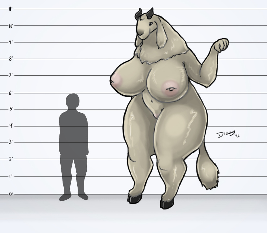 2016 aldgoat anthro areola big_breasts black_nose breasts caprine digital_media_(artwork) dizzyknight_(artist) female final_fantasy final_fantasy_xiv fur goat horn huge_breasts hyper long_ears mammal nipples nude overweight simple_background slightly_chubby solo square_enix thick_thighs video_games voluptuous white_background wide_hips