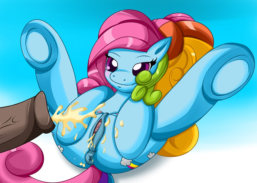 blue_fur cum cum_on_body cutie_mark emeraldpony equine female friendship_is_magic fur hair horse male male/female mammal multicolored_hair my_little_pony penis pink_eyes rainbow_dash_(mlp) teats