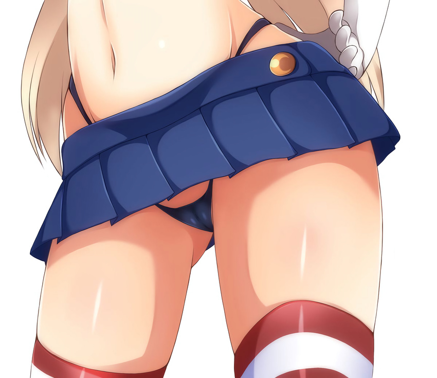1girl black_panties blonde_hair cameltoe close-up contrapposto female gloves highleg highres kantai_collection long_hair md5_mismatch microskirt navel panties pov_crotch resized shimakaze_(kantai_collection) sitting skirt solo striped striped_legwear thighhighs thighs thong underwear waist_down white_background white_gloves zack_(haiuinndo)
