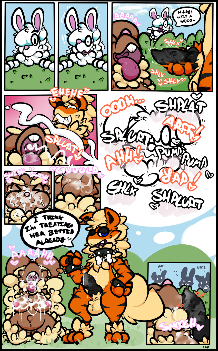 &lt;3 anthro balls big_breasts breasts canine collar comic cum cum_in_mouth cum_inside cum_on_body cum_on_face cum_swallow cumshot female growlithe huge_breasts knot lagomorph lopunny male male/female mammal nintendo nude orgasm penis penis_kissing pok&eacute;mon pussy rabbit sheep_(artist) spiked_collar spikes video_games
