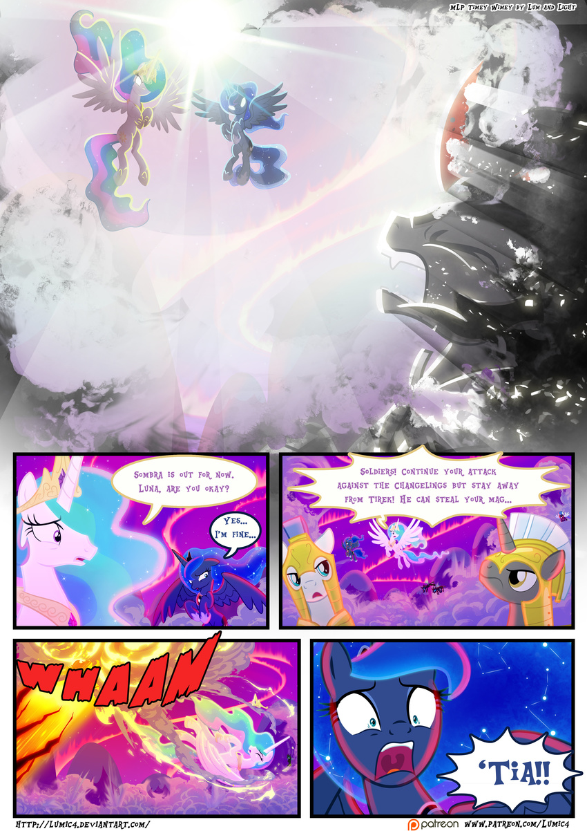 2016 absurd_res changeling comic equine fangs female friendship_is_magic glowing glowing_eyes hi_res horn king_sombra_(mlp) light262 male mammal my_little_pony princess_celestia_(mlp) princess_luna_(mlp) royal_guard_(mlp) unicorn white_eyes winged_unicorn wings