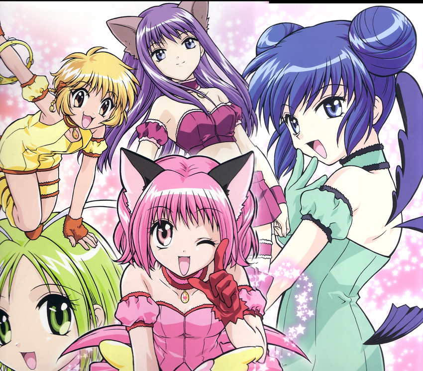 catgirl fong_pudding fujiwara_zakuro midorikawa_lettuce mint_aizawa momomiya_ichigo tokyo_mew_mew