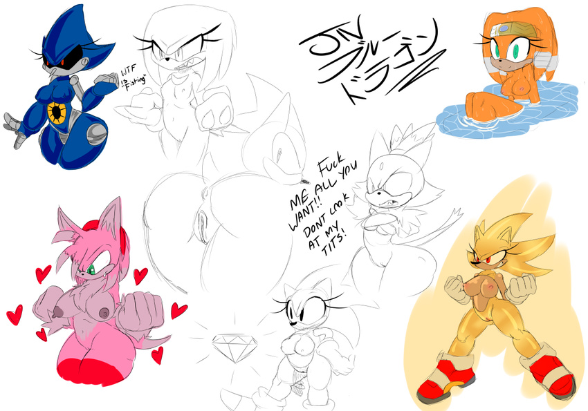 &lt;3 2016 amy_rose anthro anus areola big_breasts blaze_the_cat breasts butt cat crossgender echidna english_text erect_nipples feline female hedgehog jaynatorburudragon knuckles_the_echidna machine mammal metal_sonic monotreme nipples nude pussy robot sonic_(series) sonic_the_hedgehog super_sonic text tikal_the_echidna werehog