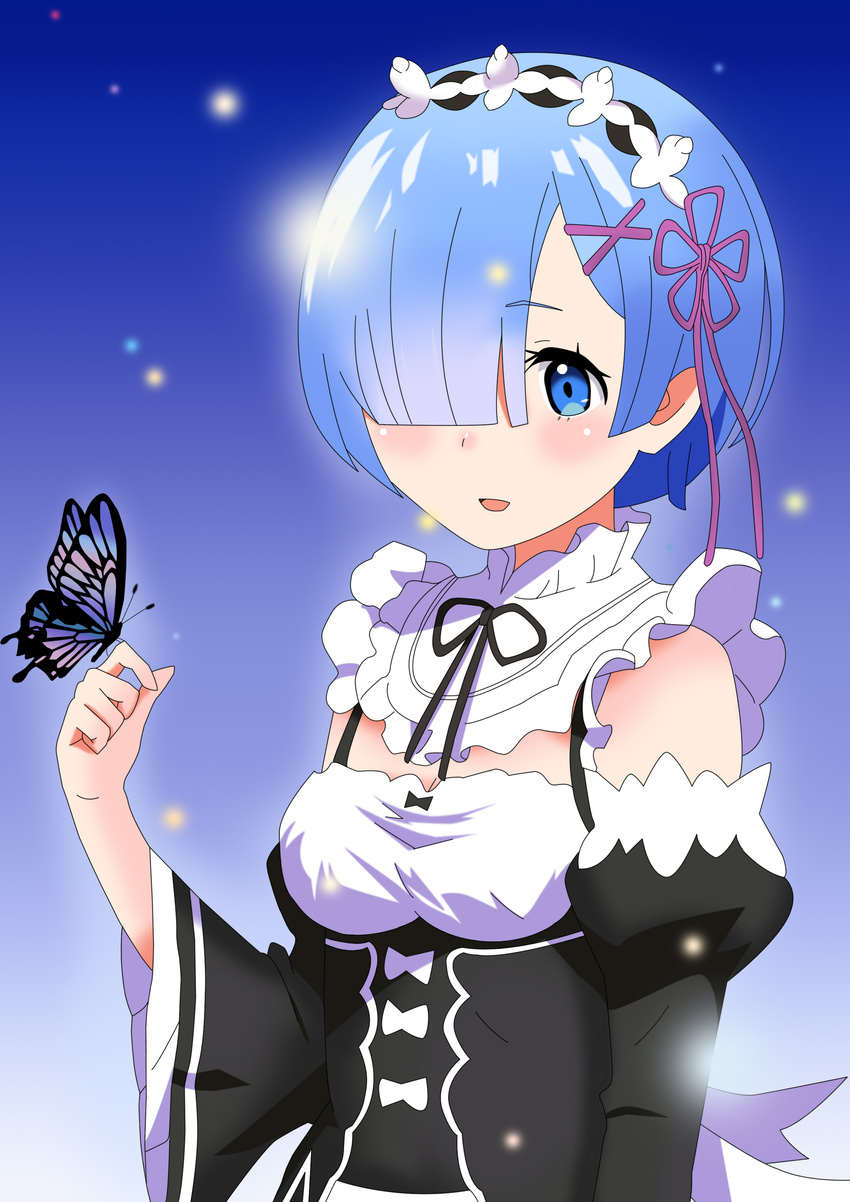 cleavage maid re_zero_kara_hajimeru_isekai_seikatsu rem_(re_zero) stockings thighhighs