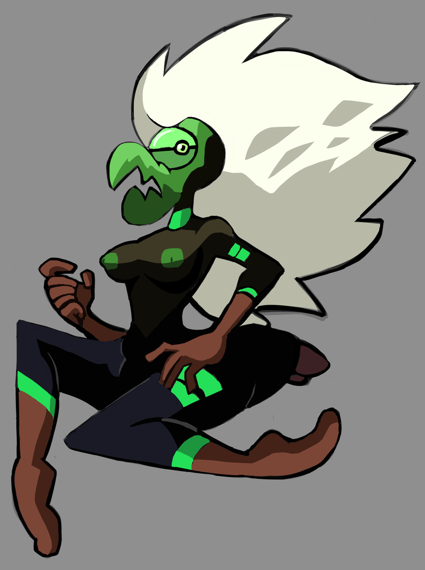 1_eye alien beak breasts cartoon_network centipeetle female gem_(species) grey_background hair humanoid maximumwarpart monstrous_humanoid nipples simple_background solo steven_universe white_hair