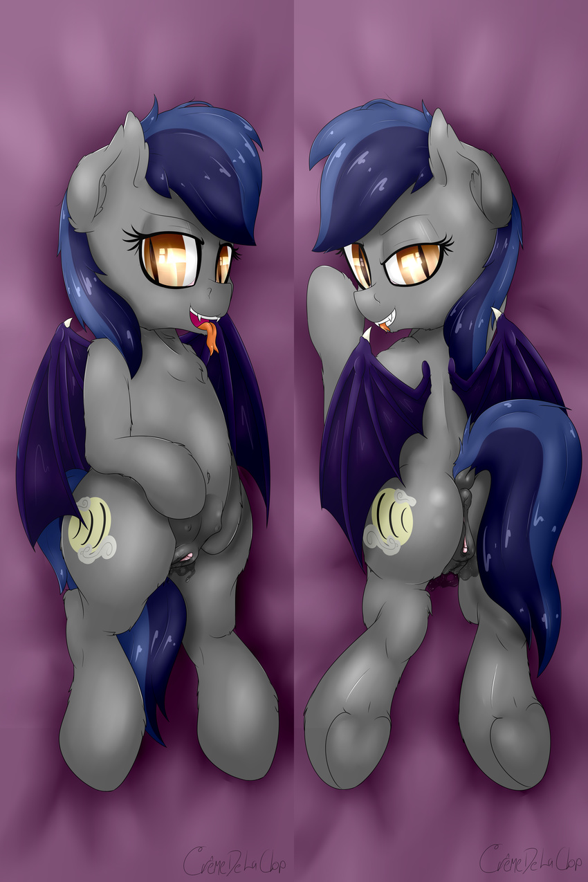 absurd_res anatomically_correct anus bat bat_wings clitoris cremedelaclop_(artist) equine fan_character fangs female hair hi_res horse mammal membranous_wings my_little_pony pony pussy solo teats wings